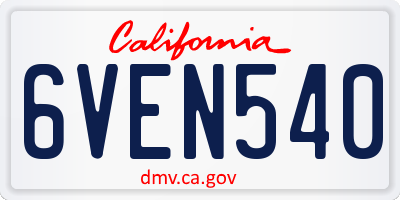 CA license plate 6VEN540