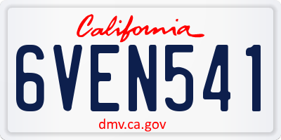CA license plate 6VEN541