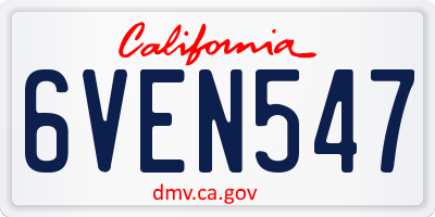 CA license plate 6VEN547