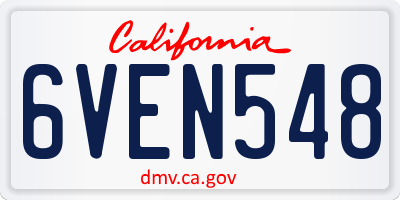 CA license plate 6VEN548