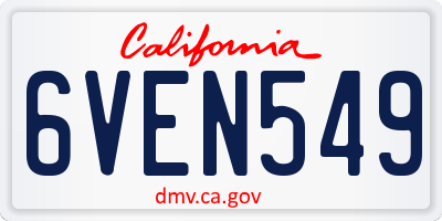 CA license plate 6VEN549