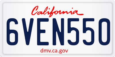 CA license plate 6VEN550