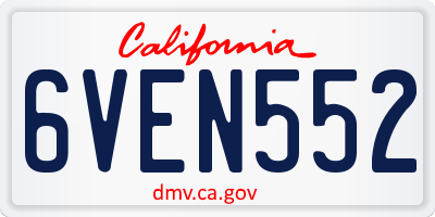 CA license plate 6VEN552