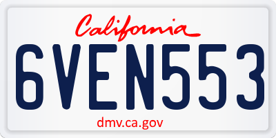 CA license plate 6VEN553