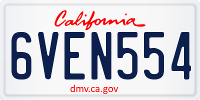 CA license plate 6VEN554
