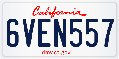 CA license plate 6VEN557