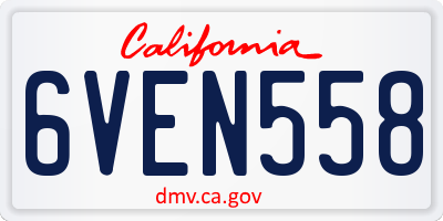 CA license plate 6VEN558
