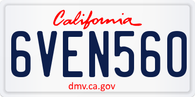 CA license plate 6VEN560