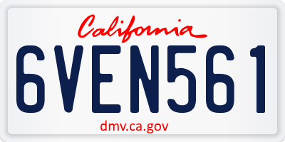 CA license plate 6VEN561