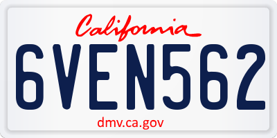 CA license plate 6VEN562