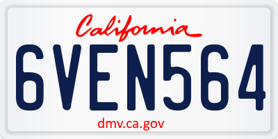 CA license plate 6VEN564