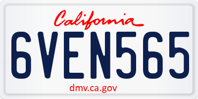 CA license plate 6VEN565