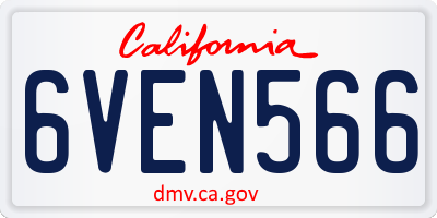 CA license plate 6VEN566