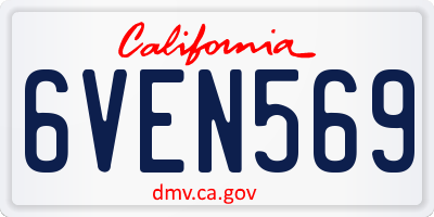 CA license plate 6VEN569