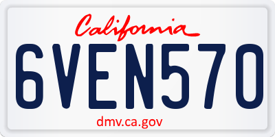 CA license plate 6VEN570