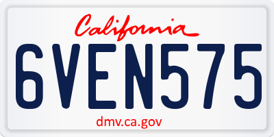 CA license plate 6VEN575