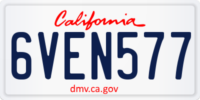 CA license plate 6VEN577