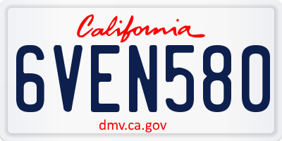 CA license plate 6VEN580