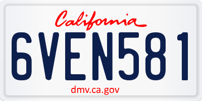 CA license plate 6VEN581