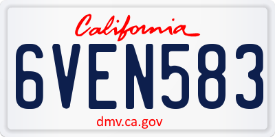 CA license plate 6VEN583