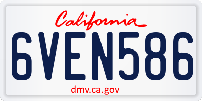 CA license plate 6VEN586