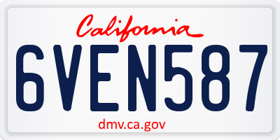 CA license plate 6VEN587
