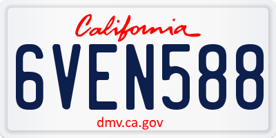 CA license plate 6VEN588