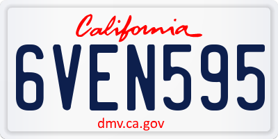 CA license plate 6VEN595