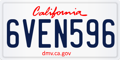 CA license plate 6VEN596