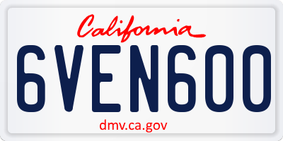 CA license plate 6VEN600