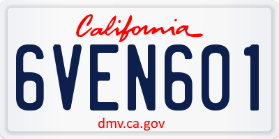 CA license plate 6VEN601