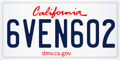 CA license plate 6VEN602