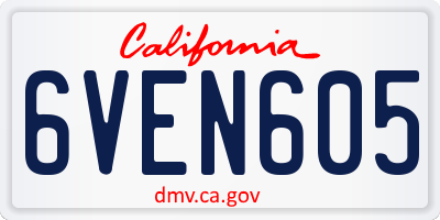 CA license plate 6VEN605