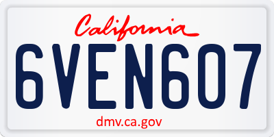 CA license plate 6VEN607