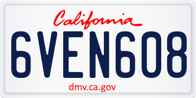 CA license plate 6VEN608