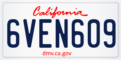 CA license plate 6VEN609