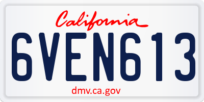 CA license plate 6VEN613