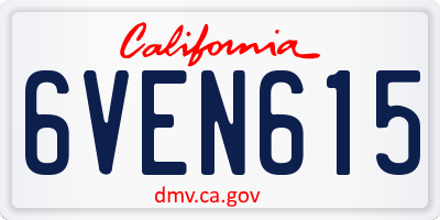 CA license plate 6VEN615