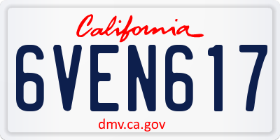 CA license plate 6VEN617