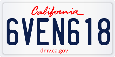 CA license plate 6VEN618