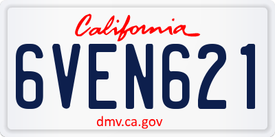CA license plate 6VEN621