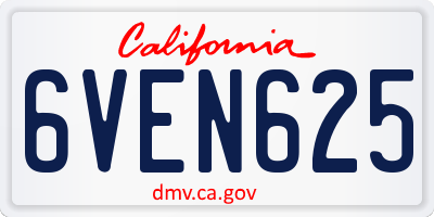 CA license plate 6VEN625