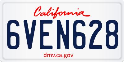 CA license plate 6VEN628