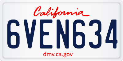 CA license plate 6VEN634