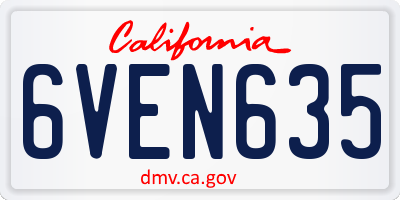 CA license plate 6VEN635