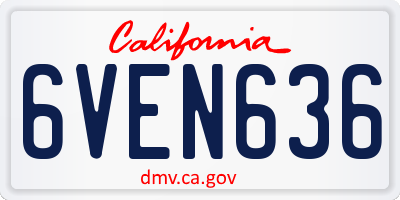 CA license plate 6VEN636