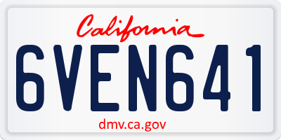 CA license plate 6VEN641