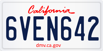 CA license plate 6VEN642