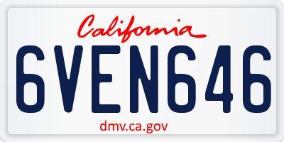 CA license plate 6VEN646