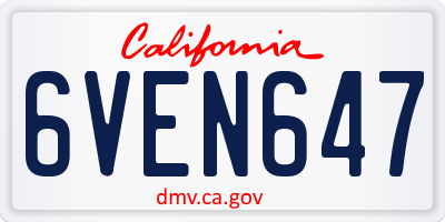 CA license plate 6VEN647